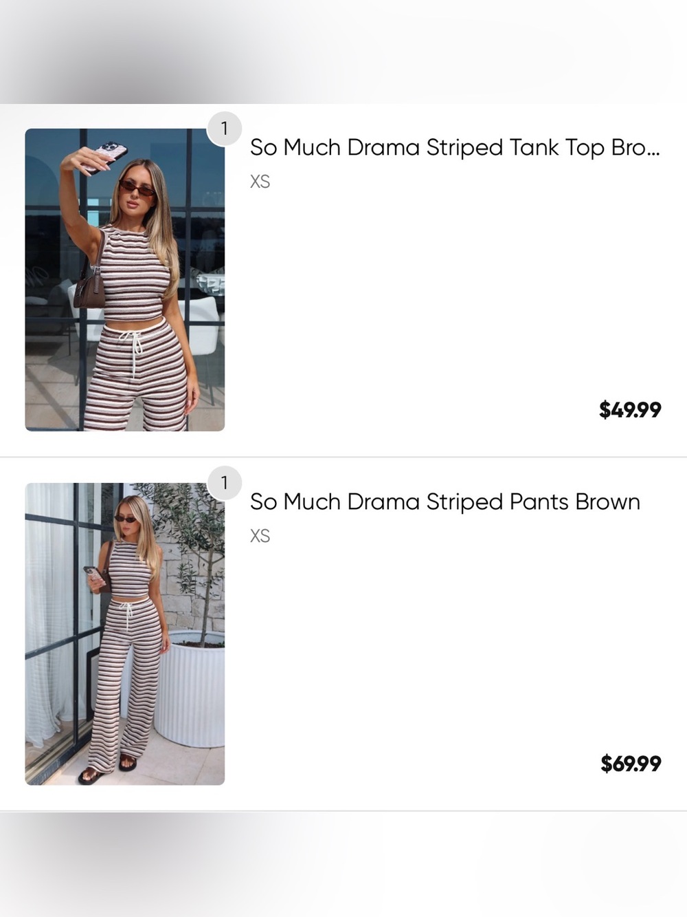 White Fox Boutique Striped Wide-Leg Pants - Brown & White